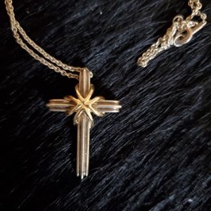 Tiffany's silver and gold cross necklace